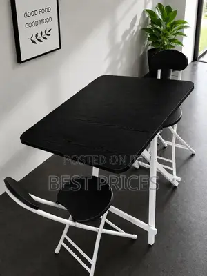 Square Foldable Dining Table & 2 Chairs 70×70cm - Black