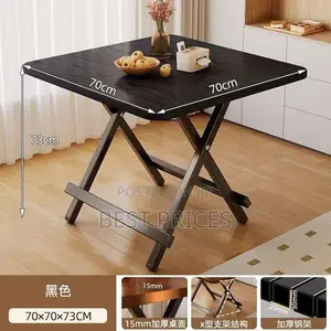 Square Foldable Dining Table & 2 Chairs 70×70cm - Black