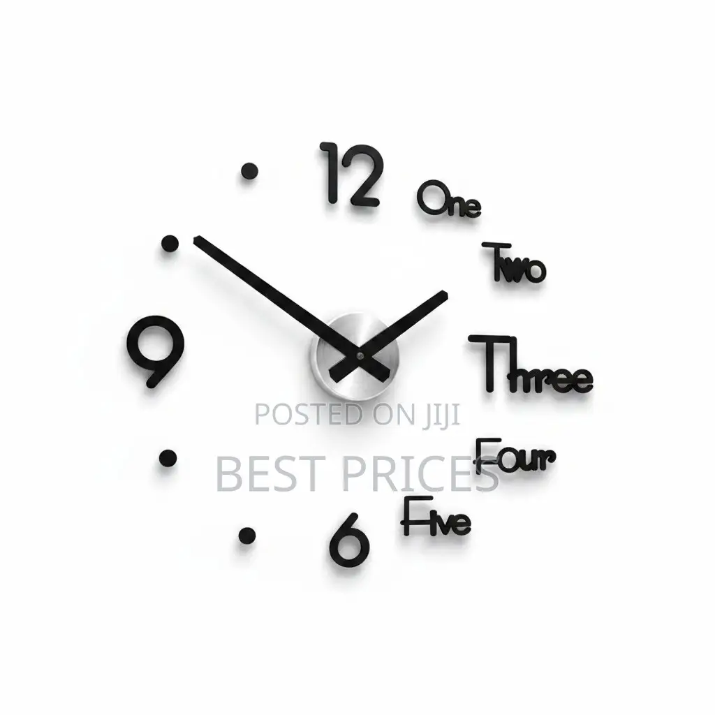 DIY Frameless Giant Wall Clock with Word & Number Stickers
