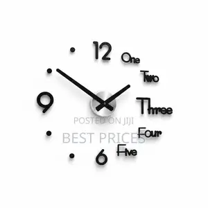DIY Frameless Giant Wall Clock with Word & Number Stickers