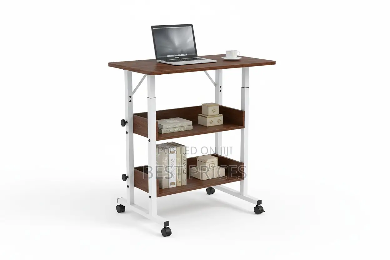 Adjustable Mobile Laptop Desk with Shelves