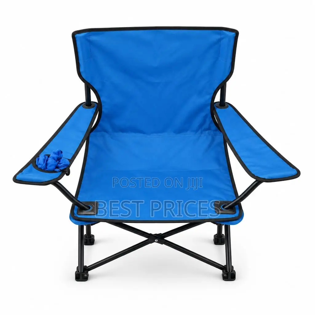 Blue Folding Camping Chair with Cup Holder