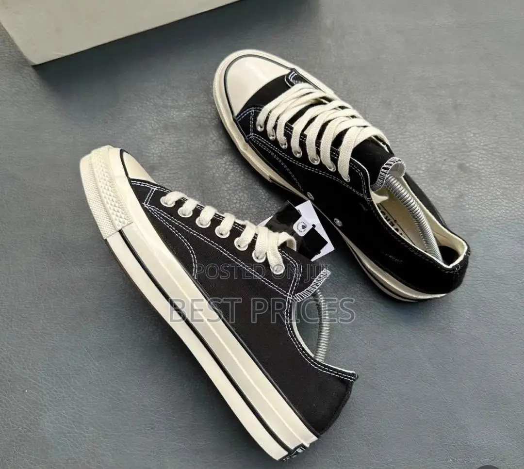 Black & Cream Low-Top Sneakers