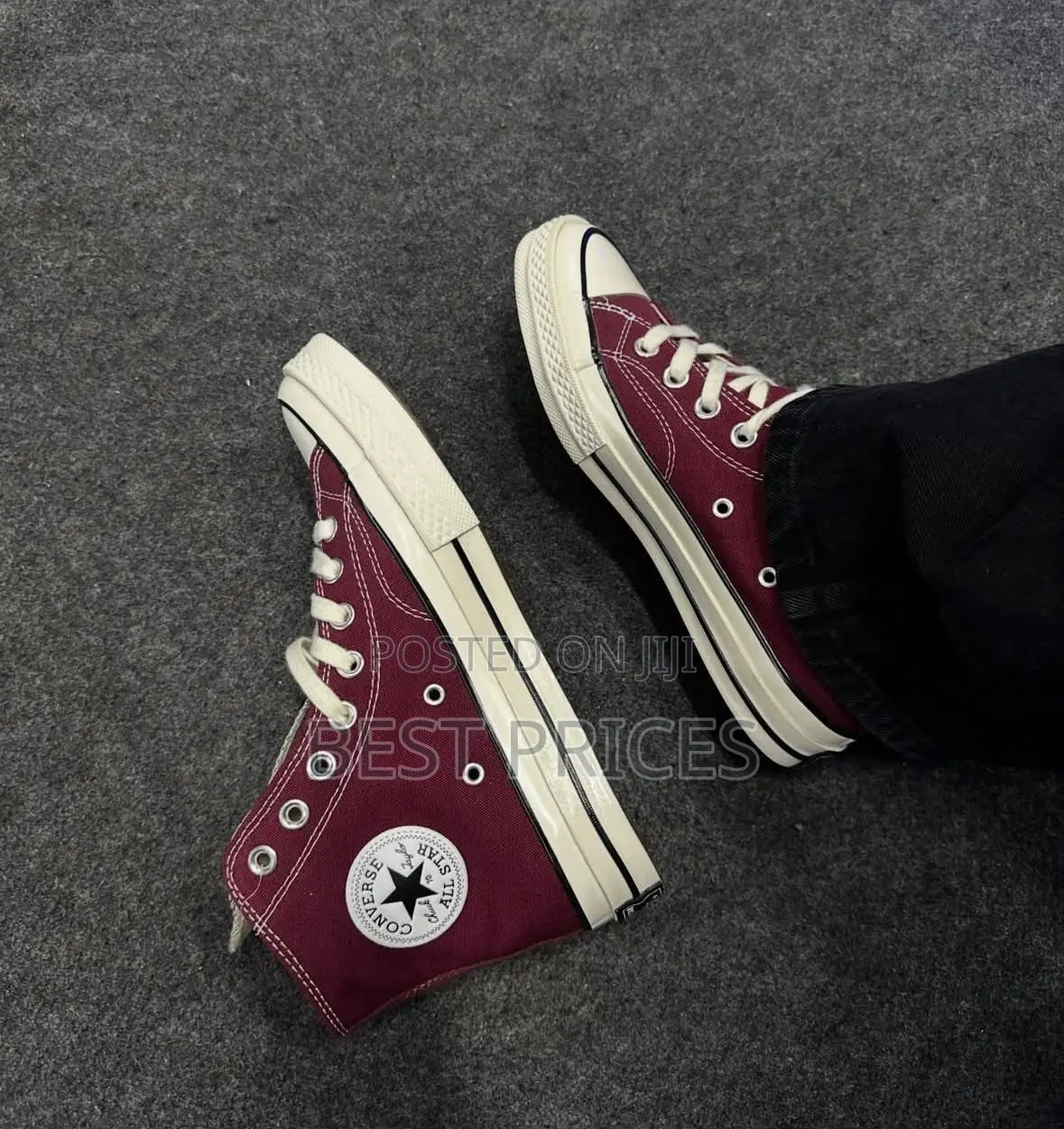Burgundy & Cream High-Top Sneakers