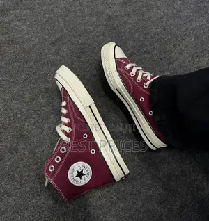 Burgundy & Cream High-Top Sneakers