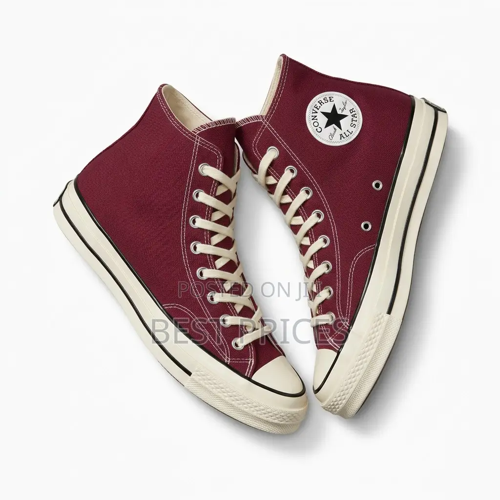 Burgundy & Cream High-Top Sneakers