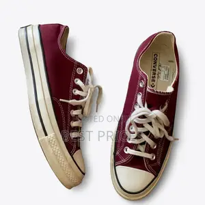 Burgundy & Cream Low-Top Sneakers