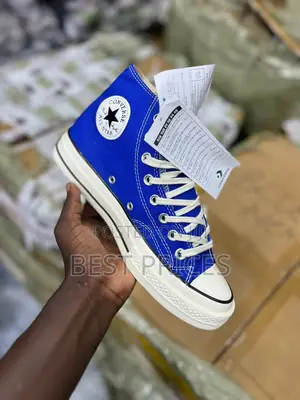 Royal Blue & Cream High-Top Sneakers
