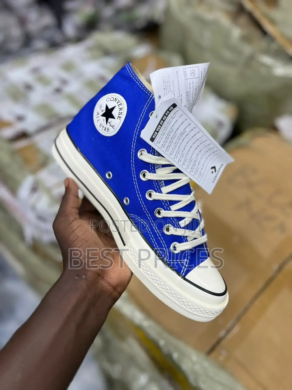 Royal Blue & Cream High-Top Sneakers