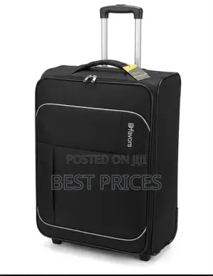 Medium Black Soft-Sided Trolley Suitcase