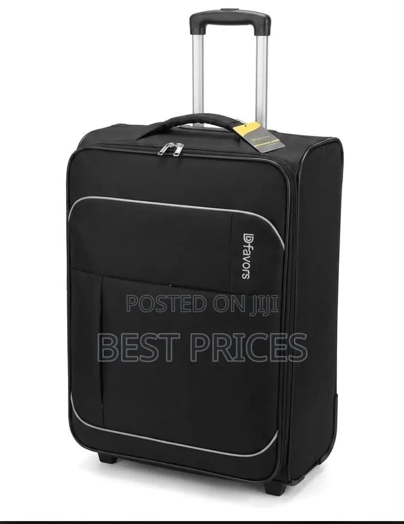 Medium Black Soft-Sided Trolley Suitcase