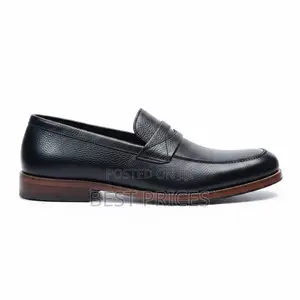 Men's Black Pebbled Leather Penny Loafer