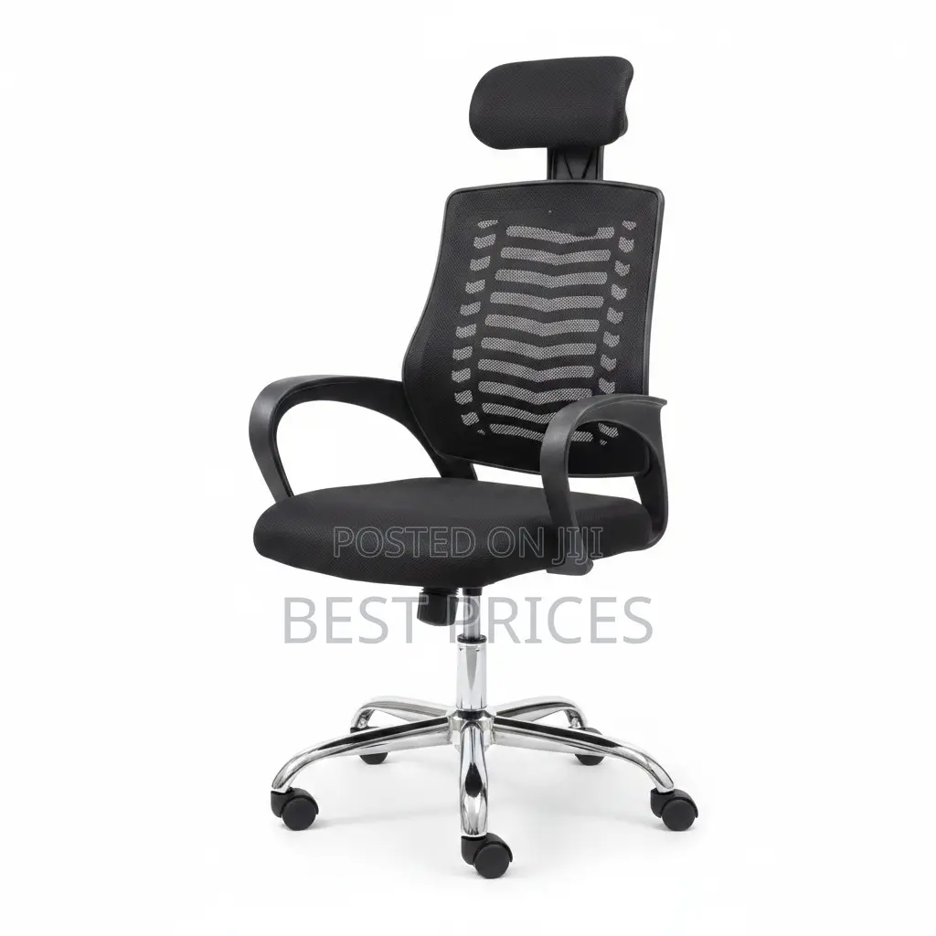 Black Mesh Office Chair with Headrest