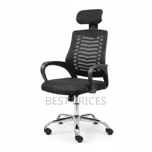 Black Mesh Office Chair with Headrest