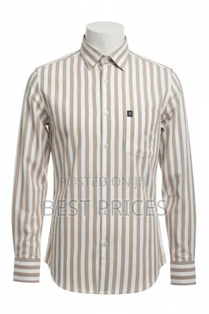 Men's Beige & White Wide Stripe Casual Shirt – Brezzo
