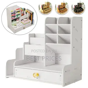 Large Capacity Wooden Desk Organizer with Drawer