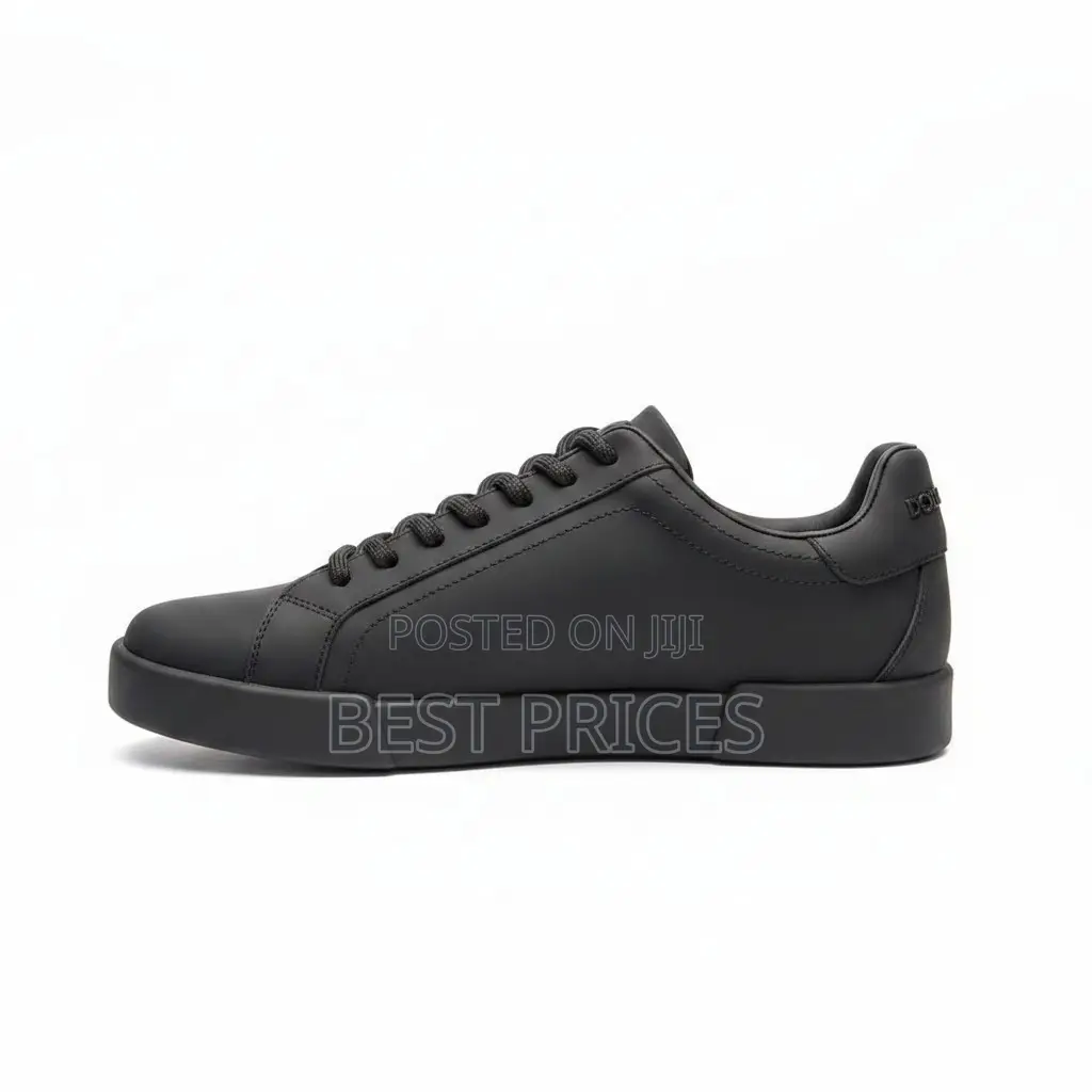 Black Leather Low-Top Sneakers