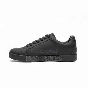 Black Leather Low-Top Sneakers