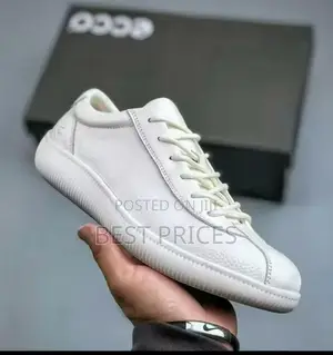 ECCO All-White Leather Low-Top Sneaker