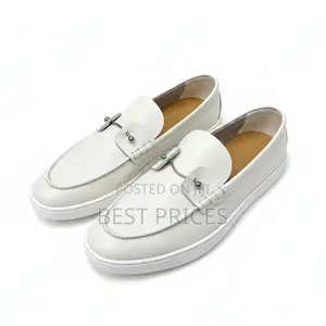 Loro Piana White Leather Slip-On Loafer