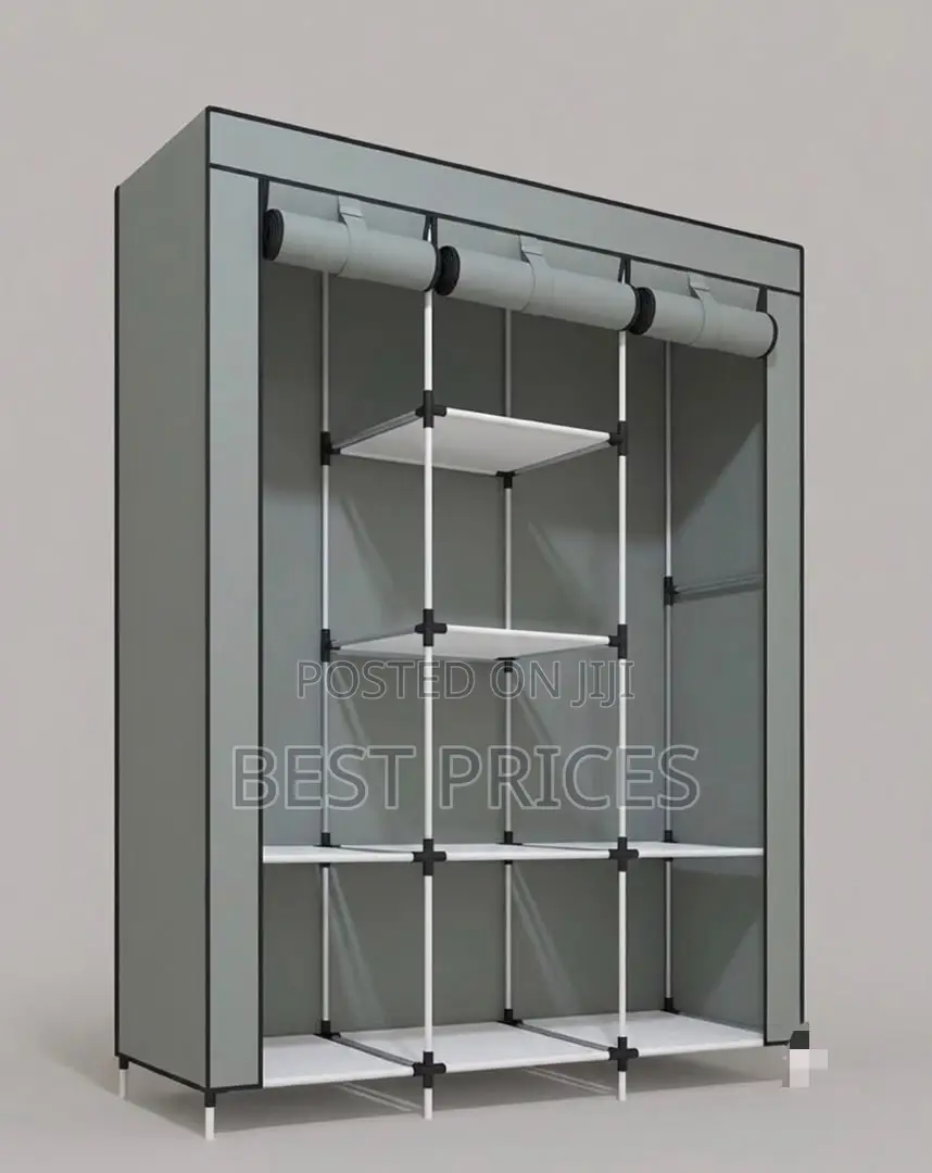 3-Column Metallic Frame Wardrobe