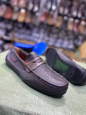 Men's Dark Brown Pebbled Leather Penny Loafer