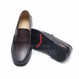 Men's Burgundy Brown Leather Penny Loafer