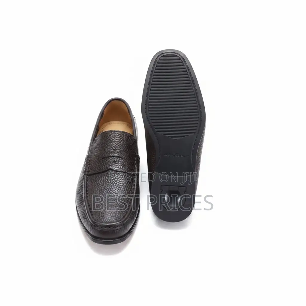 Men's Dark Brown Pebbled Leather Penny Loafer