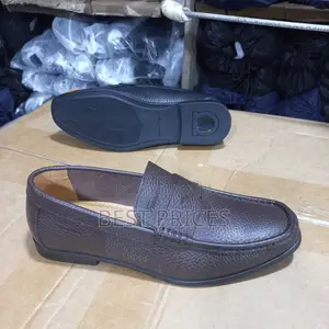 Men's Navy Blue Pebbled Leather Penny Loafer
