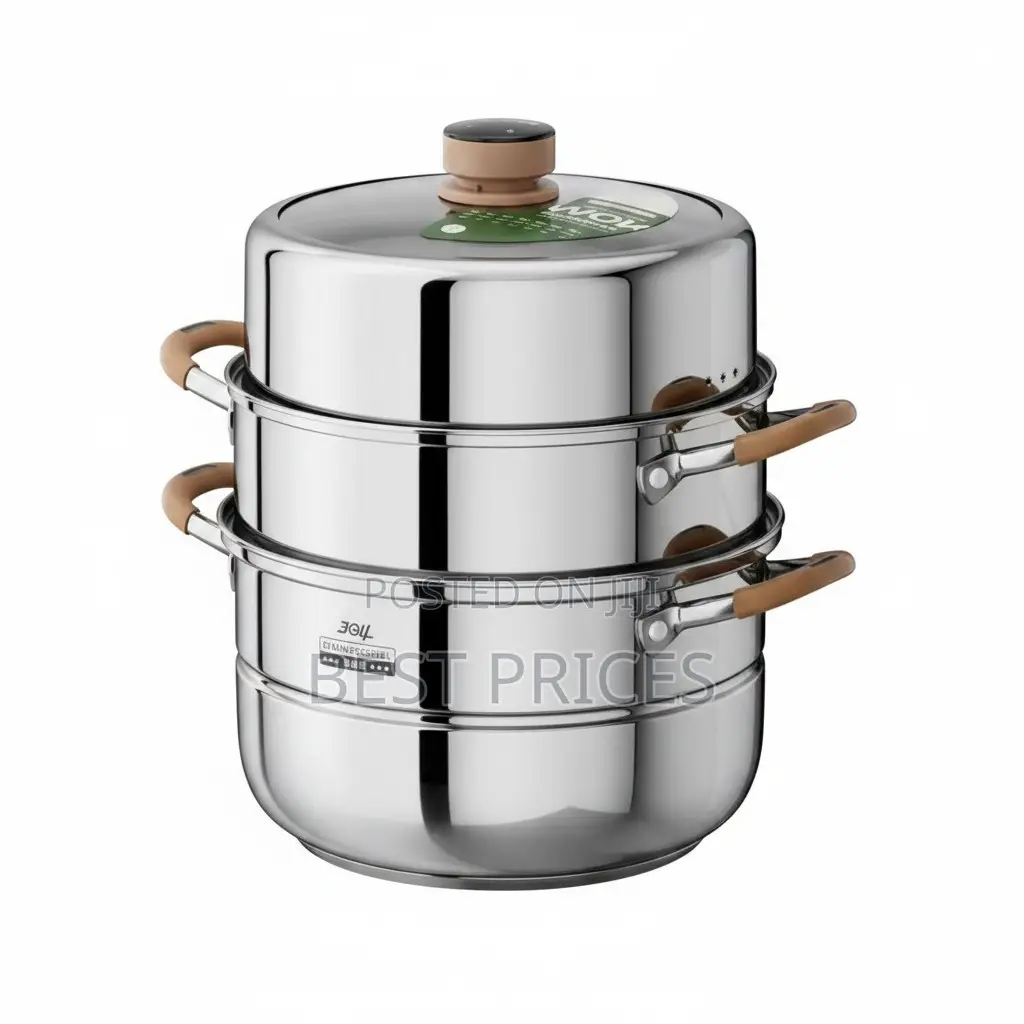 3-Layer Stainless Steel Food Steamer with Timer
