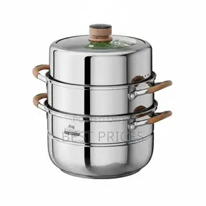 3-Layer Stainless Steel Food Steamer with Timer