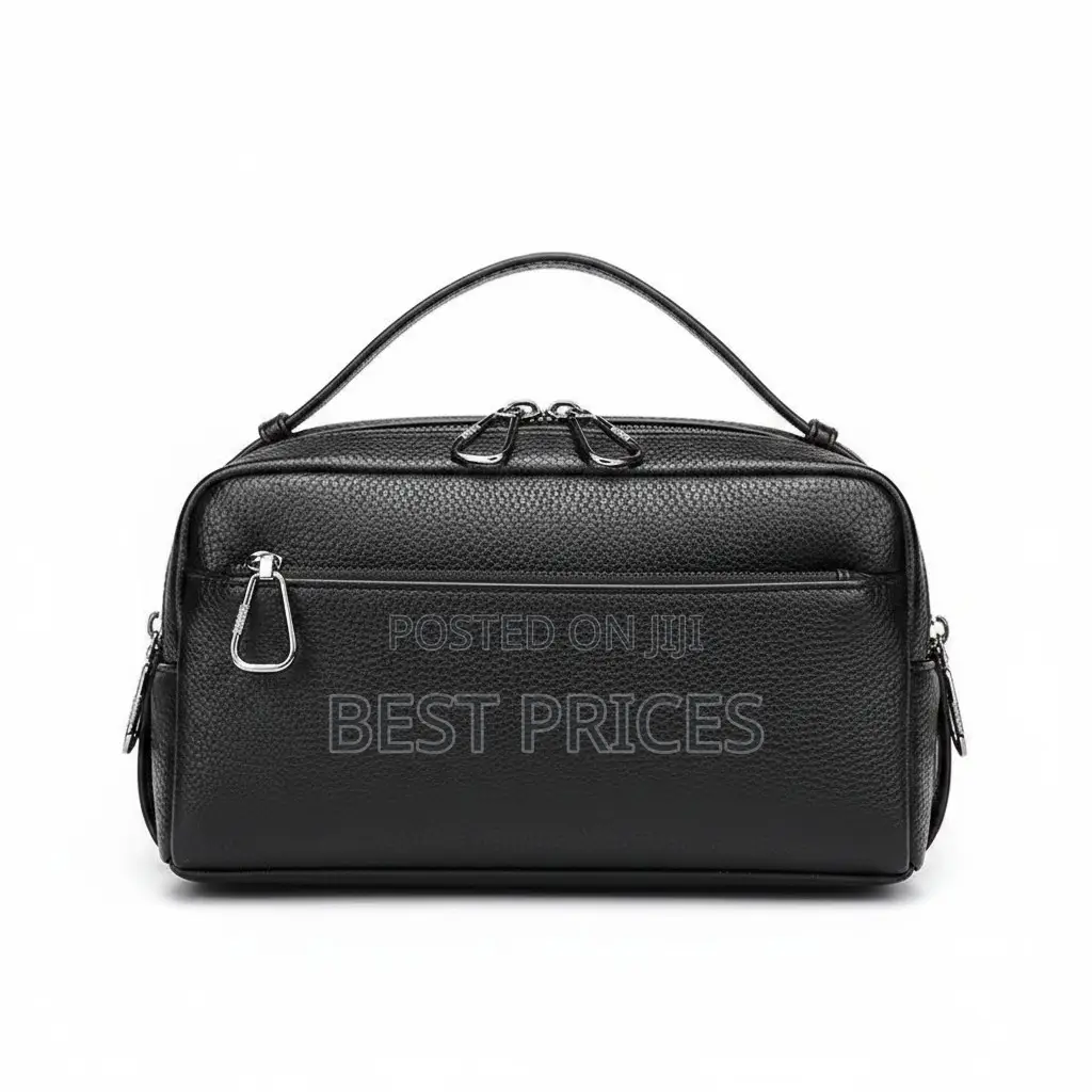 Men's Pebbled Leather Clutch Handbag – 4 Zip Compartments