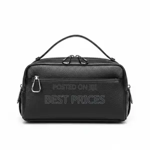 Men's Pebbled Leather Clutch Handbag – 4 Zip Compartments