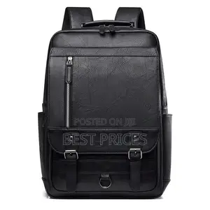 Men's PU Leather Laptop Backpack – Vintage Buckle Design