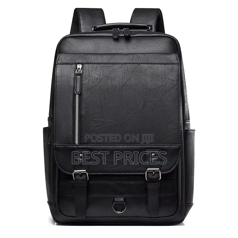 Men's PU Leather Laptop Backpack – Vintage Buckle Design