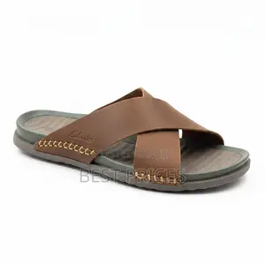 Clarks Cross-Strap Leather Slide Sandals