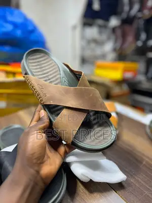 Clarks Cross-Strap Leather Slide Sandals