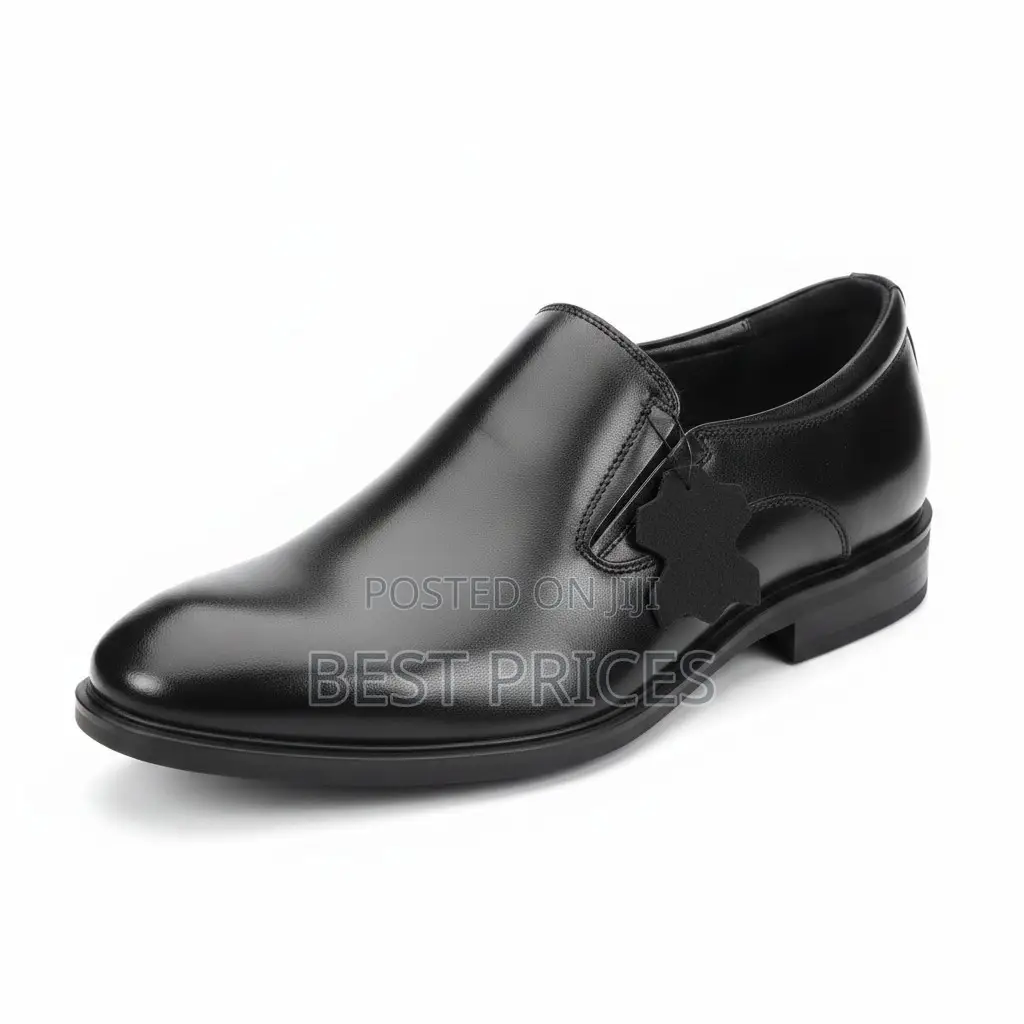 Men's Black Leather Slip-On Dress Shoe