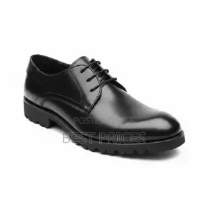 Men's Black Leather Lace-Up Oxford Shoe with Lug Sole