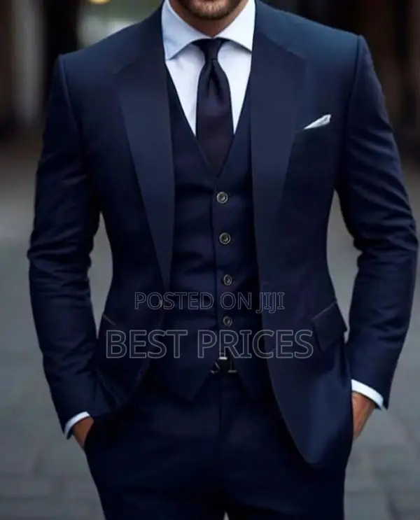 Men's Navy Blue 3-Piece Suit