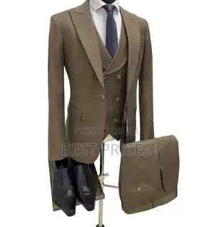 Men's 3-Piece Slim Fit Suit – Camel Brown