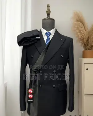 Men's Double-Breasted 2-Piece Suit – Black