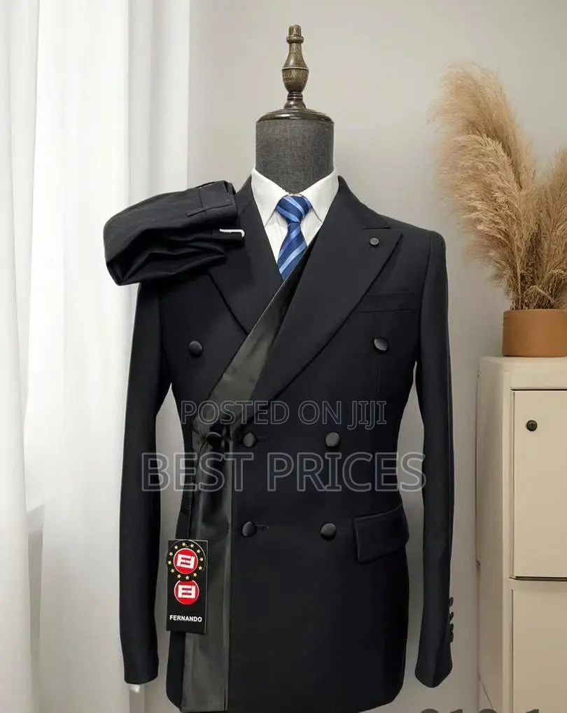 Men's Double-Breasted 2-Piece Suit – Black