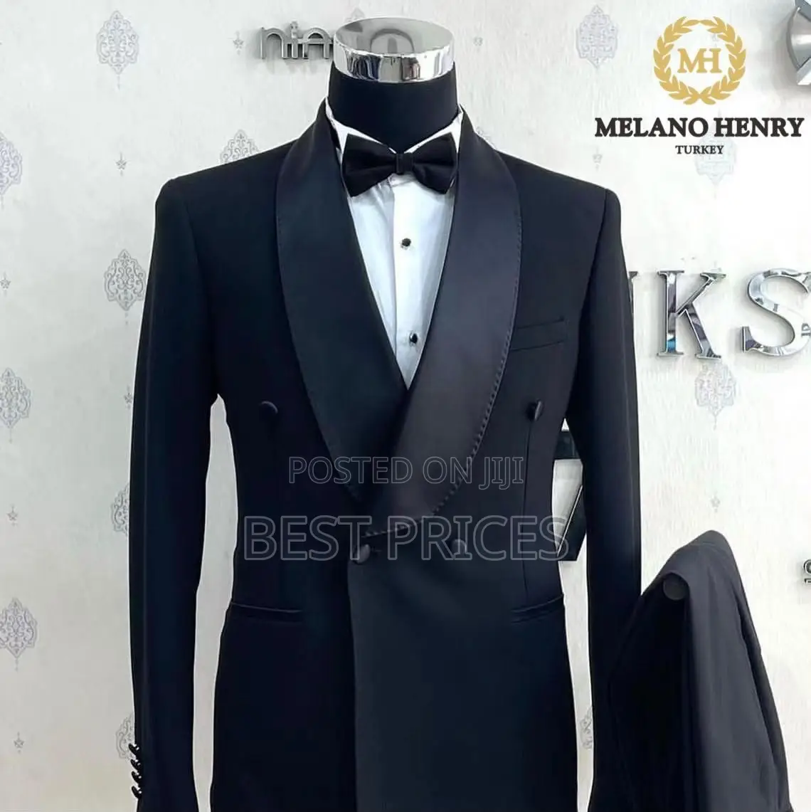Men's Double-Breasted Tuxedo Suit – Black