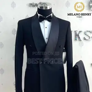 Men's Double-Breasted Tuxedo Suit – Black