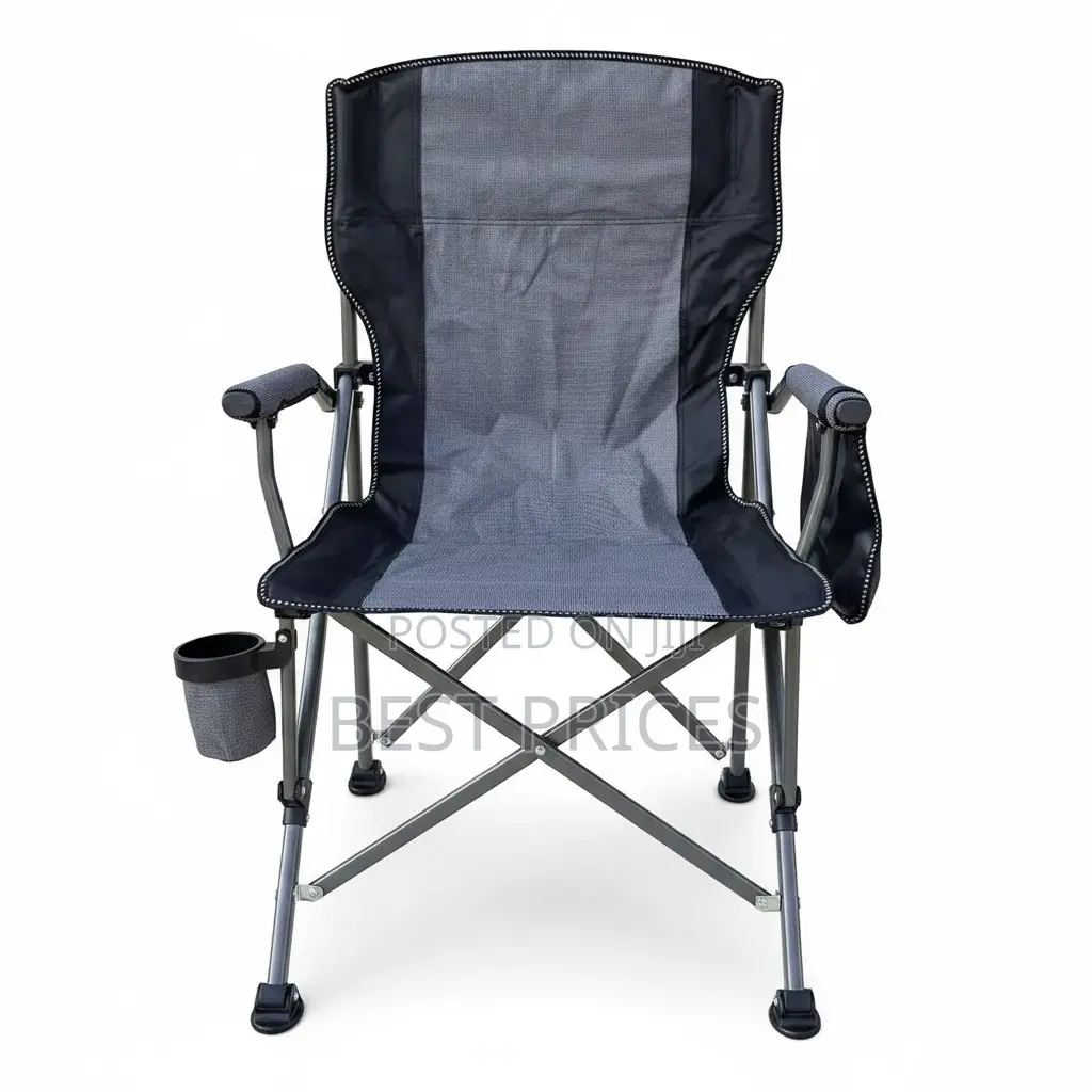 Heavy-Duty Folding Camping Chair with Cup Holder & Armrests