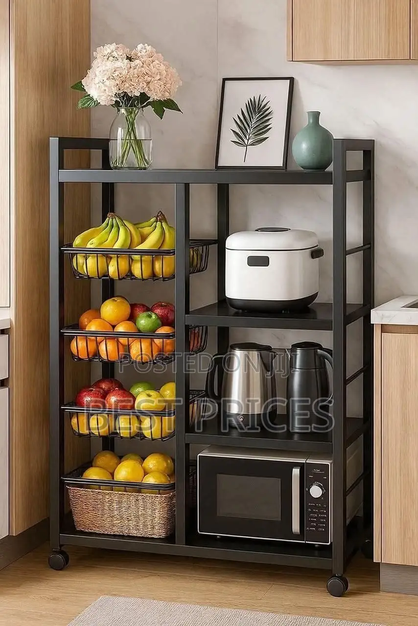 Multi-Function Kitchen Rack with Fruit Baskets & Wheels