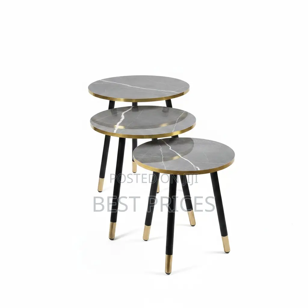 Marble Look Round Nesting Side Tables Set of 3