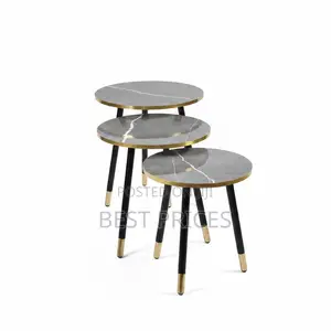 Marble Look Round Nesting Side Tables Set of 3