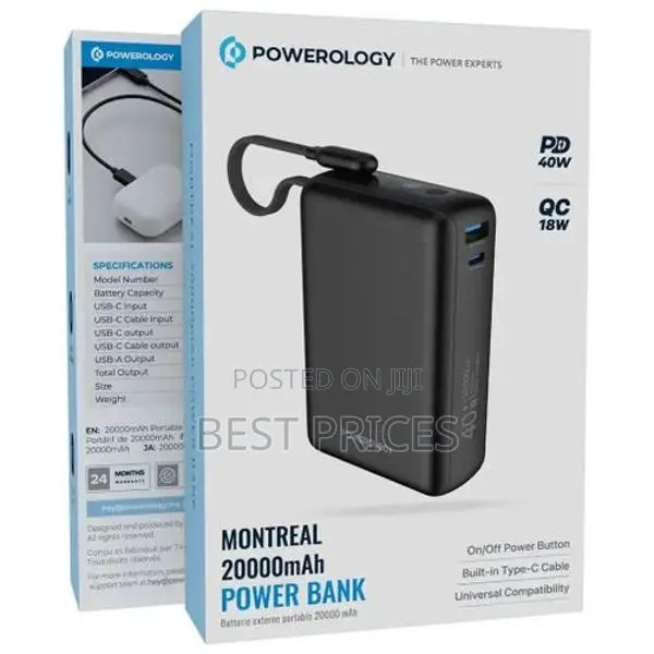 Powerology Montreal 20,000mAh Power Bank